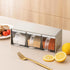 3 ZENFUN Grids Seasoning Organizer Box, Stainless Steel Salt Container with Lid and Spoon, Seasoning Containers