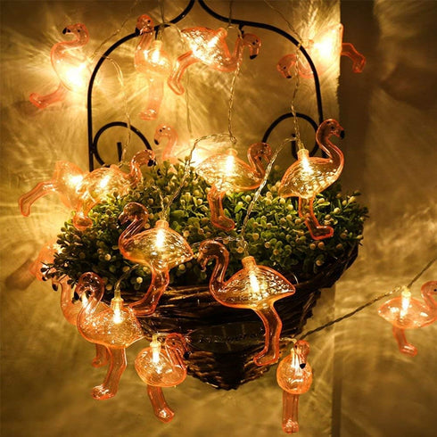 DomeStar 10Ft Pink Flamingo String Lights, LED Battery Operated Fairy Lights for Outdoor Patio Decor
