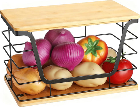 Counter ALOCEO Large Wire Basket for Kitchen Pantry, Stainless Steel Kitchen Organizer for Potato Onion, Trash Bag