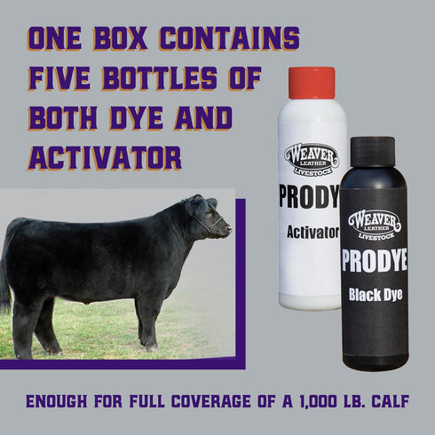 5 Weaver Livestock ProDye Deep Black Hair Dye for Show Cattle & Sheep, Uniform Coverage, Gentle Formula, Bottle Animal