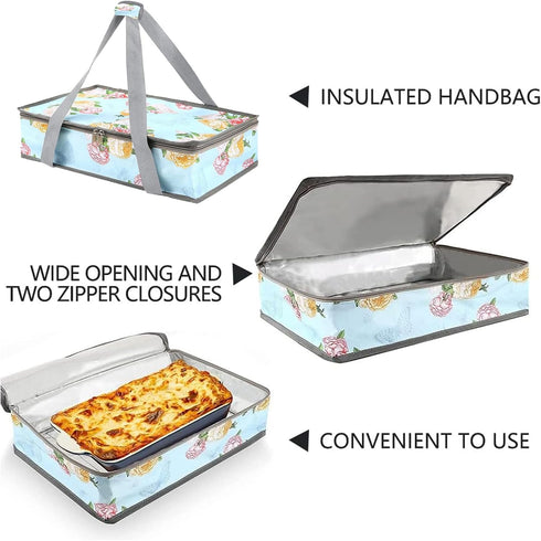 QEES Casserole Carrier, Insulated Food Carrier for Hot or Cold Food, Pie Carrier with Lid and Carrying Case for Travel