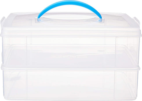 Snapware Snap 'N Stack Portable Storage Bin for Tools and Craft, 14.1 x 10.5-Inch Clear BPA-Free Container, Tool Box with Stackable Trays, Microwave, Freezer and Dishwasher Safe by Snapware