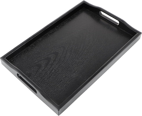 Sanbege Plastic Serving Tray with Handles, 16.5" x 10.6" Rectangular Ottoman Tray for