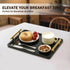 PEKER Wooden Serving Tray with Metal Handles, Black Decorative Coffee Table Tray for Breakfast in Bed, Ottoman & Home