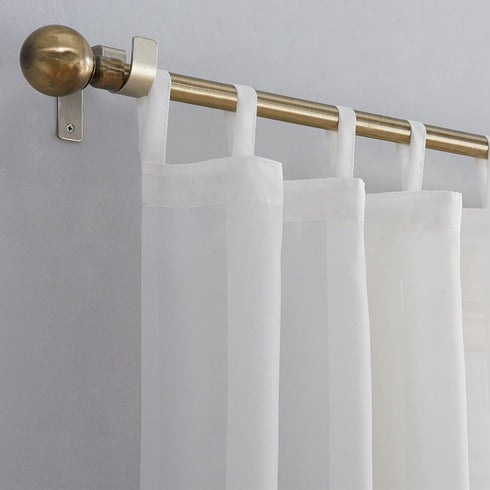 No. 918 Emily Sheer Voile Tab Top Curtain Panel, 59" x 95", White