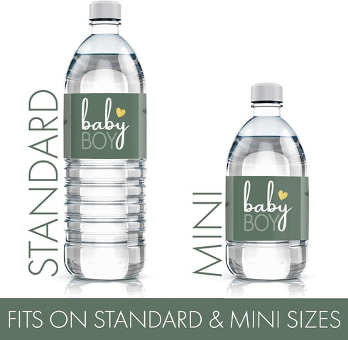 20 Count DISTINCTIVS Green Its a Boy Baby Shower Water Bottle Labels, Baby Shower Waterproof Stickers for Water Bottle