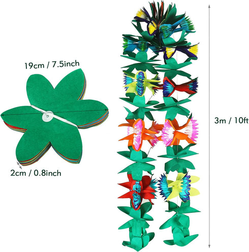 KESOTE 3 Pack Tropical Paper Flower Garland, 30FT Tissue Flower Banner for Hawaiian Summer Tiki Bar Party Decor