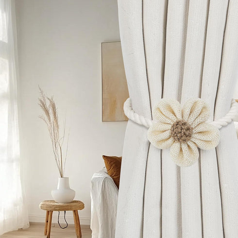 2 Pack KLOGTSIND Magnetic Curtain Tiebacks, Flower Curtain Holdbacks for Draperies, Elegant Curtain Tie Backs for Boho