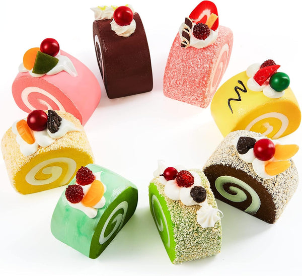 Civaner 8 Pieces Realistic Artificial Simulation Cake Dessert Mixed Fake Food for