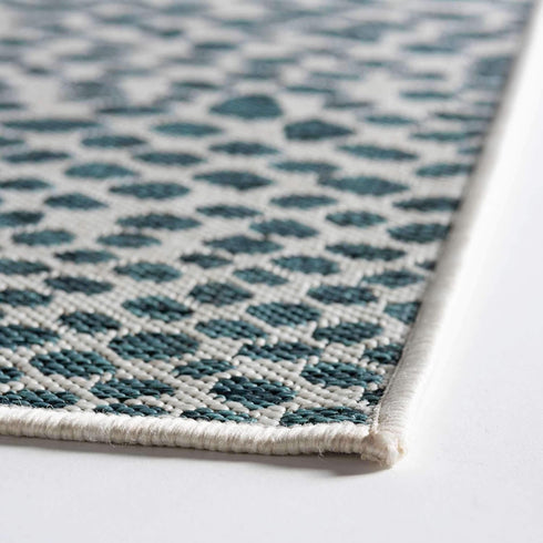 Unique Loom Outdoor Collection Area Rug - Cape Town, Teal/Ivory (2' 2" x 3' 1" Rectangle)