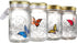 Glass Animated Butterfly in a Jar with LED Light - Gift Decoration (Blue)
