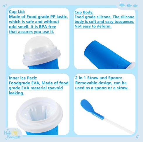REGNBUE Frozen Slushy Maker Cup, Quick Magic Squeeze Cup for Juice Milk Yogurt Ice Cream Make, DIY Smoothie Cooling Cup