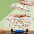 Jucoan 2.8 Quart Vintage Enamel Stockpot with Lid, Green Floral Cooking Pot for Stovetop