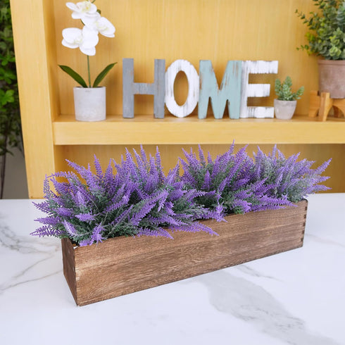 Winlyn Rustic Wooden Planter Box 17.3" L x 3.9" W x 3.9" H, Brown Decorative Wood Box for Home Garden Centerpiece