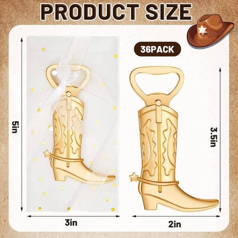 36 Sets Hortsun Cowboy Boot Bottle Openers Baby Shower Bottle Opener Favors for Guest Party Bottles Opener Gifts Bulk