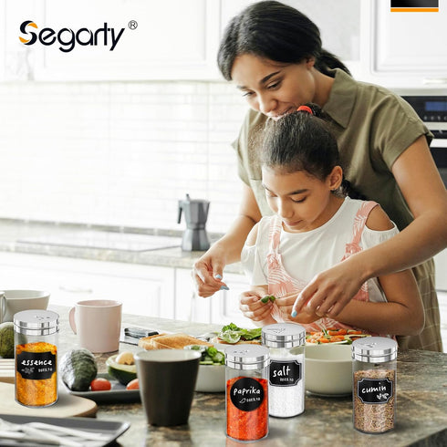 Set, 6 Pack 4oz 136 1 Segarty Glass Spice Jars Clear Spice Jars with Labels Stickers and Chalk Pen, Empty Spice