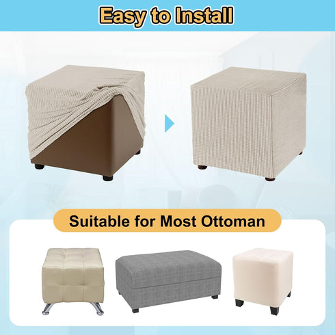 130-160cm 51"-63", uxcell Stretch Ottoman Cover Rectangular Oversized Square Ottoman Slipcover with Elastic for Foot