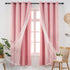 63 Inch 2 Pink Curtains for Girls Room- Aesthetic Star Cutout Blackout Double Layer with Sheer Overlay, Length Panels