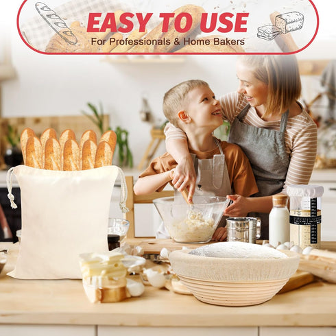 EWFEN Sourdough Starter Kit with Round & Oval Banneton, Complete Sourdough Bread Baking Supplies, Bread Proofing Basket
