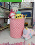 LANGYASHAN Laundry Basket, Canvas Fabric Collapsible Organizer for Storage, Toy Bins, Gift Baskets (Pink Heart)