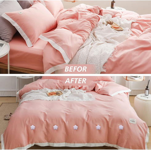 MQUPIN Duvet Pins 16 Set, Duvet Clips for Comforter Inside, Soft Fabric Double Sided Duvet Cover Clips (White-Flower)