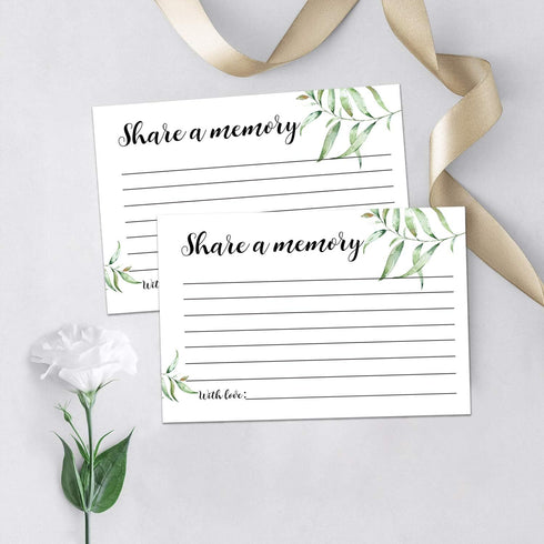 Giftideaworkshop 50 Greenery Share A Memory Cards for Celebration of Life, Birthday, Anniversary, Memorial, Funeral,