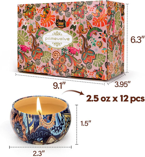 Scented Candles Gift Set for Women, 12 Pack 2.5 Oz Soy Wax Travel Tin Aromatherapy Candles for Home Decor