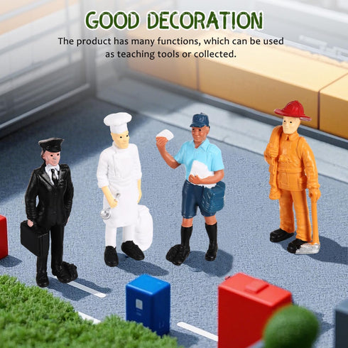 7pcs People Everyday Heroes Figurine Toys: Human Figurine Pilot Postman Baker Mailman Policeman Construction Worker