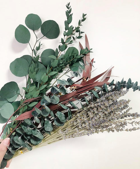 Natural Dried Flower Rack, Dried Flower Wall Hanging for Boho Farmhouse Wall Decor, Eucalyptus Dried Herb Rack
