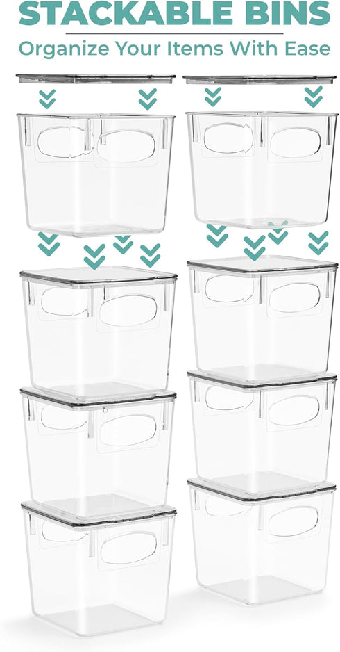 Sorbus Small Clear Plastic Storage Bins with Lids, Stackable Storage Bins for Toy, Clothes, Medicine, Bathroom (2 Pack)