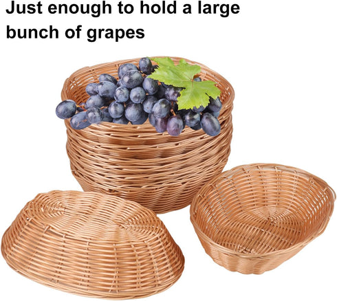 GNIEMCKIN 28 Pack Plastic Oval Basket, Poly Wicker Bread Baskets for Kitchen, Restaurant, Gift Baskets, 9 x 6 Inch
