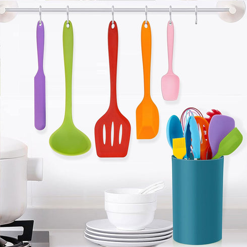 LIANYU 14 Pcs Silicone Cooking Utensils Set with Holder, Heat Resistant Kitchen Tools Includes Spatula, Spoon, Turner,