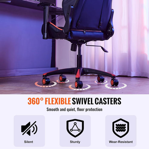 VEVOR Office Chair Base Replacement, 28", 2500 lbs Static Load, Heavy Duty Desk Chair Base with 5 Casters, Black + Red