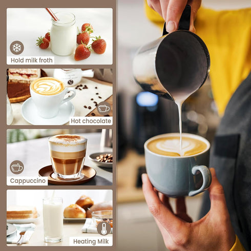 TUMIDY Foamer,4 1 Milk Frother Electric, Coffee Frother, Warm and Cold Milk IN Automatic Milk Warmer Stainless Steel