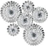 Hanging Paper Fans Party Set, Silver Round Pattern Paper Garlands for Birthday, Baby Shower, Graduation, Set of 6