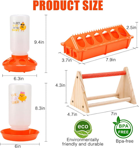 ATHCOHT Set,Automatic 1L 2 Chicken Feeder and Waterer Chick Feeder and Waterer with Wooden Perch,Baby Chicks Supplies