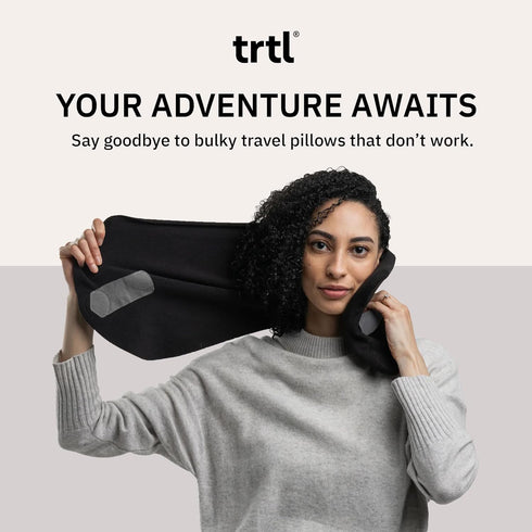 trtl Pillow - Super Soft Neck Support Travel Pillow - Scientifically Proven, Machine Washable - Black