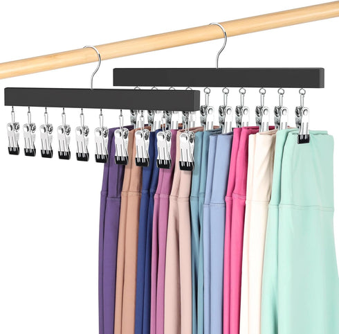 Legging Organizer for Closet, Pants Hangers with Clips Holds 20 Leggings, Jeans, Hats, Shorts, 360° Rotating Space