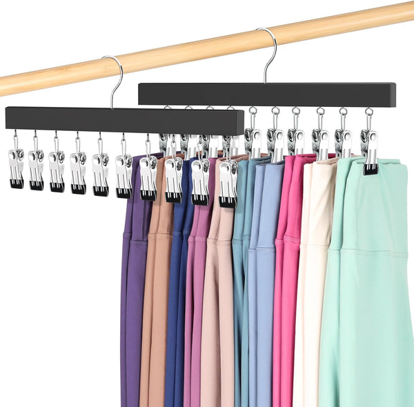 Legging Organizer for Closet, Pants Hangers with Clips Holds 20 Leggings, Jeans, Hats, Shorts, 360° Rotating Space