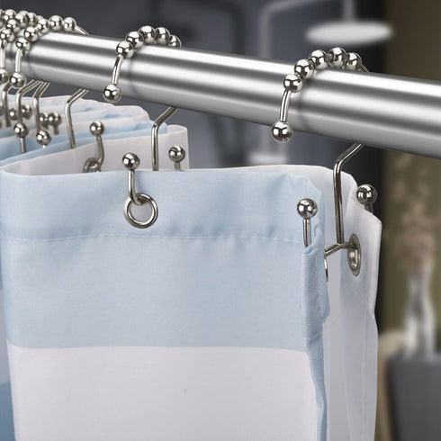 Titanker Shower Curtain Hooks Rings, Set of 12 Rust Resistant Metal Double Glide Hooks for Bathroom Shower Rods
