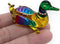 Tiny 1¾" Long Multicolor Sitting Duck Figurine - Miniature Hand Blown Painted Glass