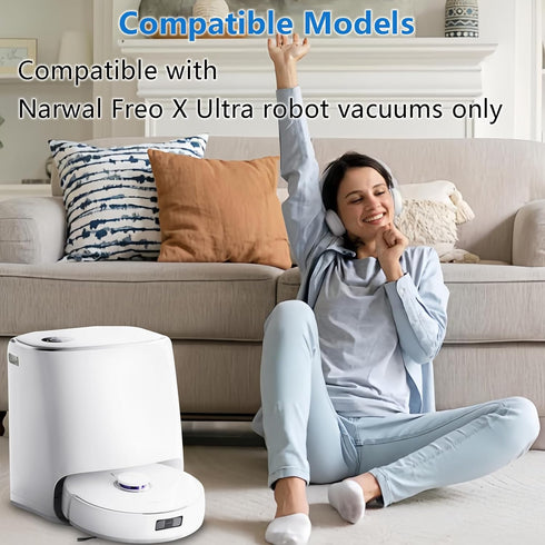 Narwal Freo X Ultra Robot Vacuum Cleaner Replacement Parts Kit, 1 Main Roller Brush, 4 Hepa Filters, 4 Mop Pads, 4 Dust