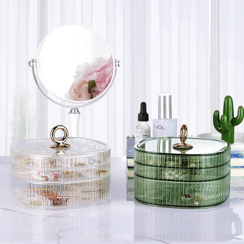 LETURE 3-Layer Acrylic Jewelry Organizer Box for Stud Earrings, Necklaces, Bracelets, and Small Bead Storage