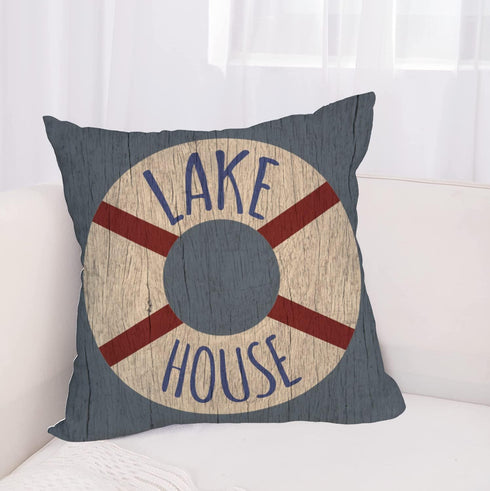 Waterproof Outdoor Lake House Pillow Covers 24x24 Inch Vintage Summer Coastal Nautical Life Buoy Throw Pillow Cases Ocean Rustic Farmhouse Decorations Cushion Cover Double Sided by Fukeen