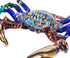 6" WitnyStore Small Long Blue Red Gold Dotted Crab Figurine - Miniature Hand Blown Painted Glass Crabs Crustacean