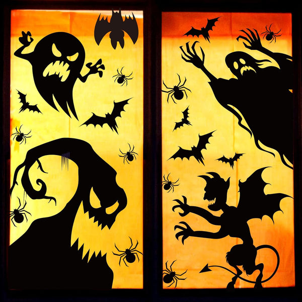 Large Halloween Window Clings Stickers - Halloween Decorations for Windows Glass Walls