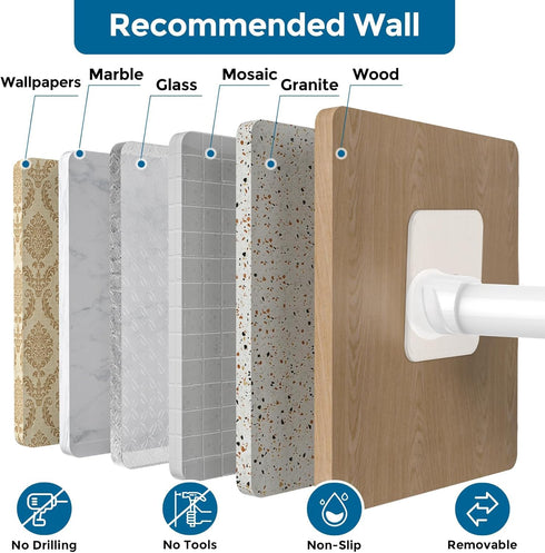 AIZESI Short Spring Tension Curtain Rods - 2 Pcs (White, 17" to 28")