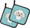Caroline's Treasures BB1195PTHD Checkerboard Blue White Poodle Pot Holders, Kitchen Heat Resistant, 7 1/2 x 7 1/2