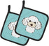 Caroline's Treasures BB1195PTHD Checkerboard Blue White Poodle Pot Holders, Kitchen Heat Resistant, 7 1/2 x 7 1/2