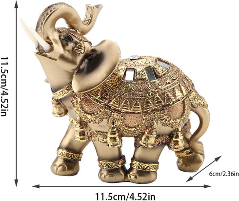 Feng Shui Elephant Statue, Golden Collectible Wealth Lucky Figurine for Home Office Decoration Gift (Large)